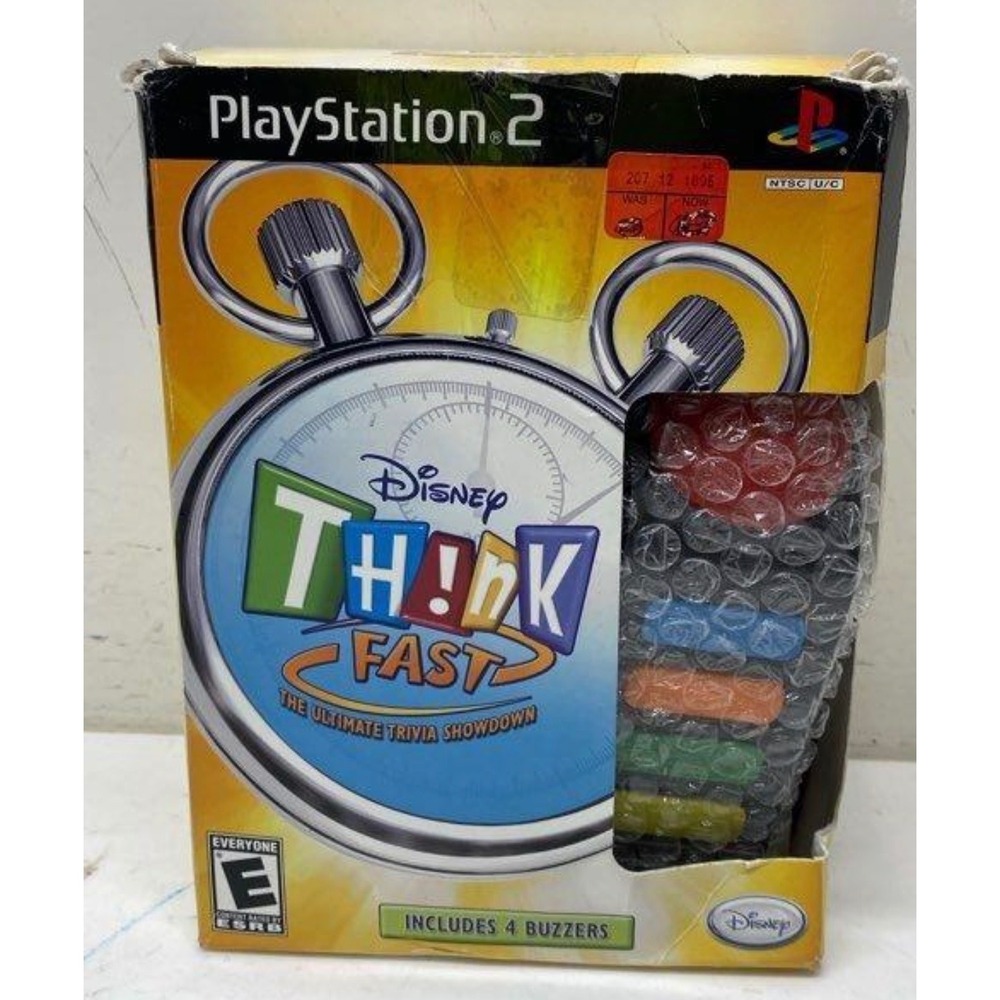 Disney‎ Think Fast Sony PlayStation 2 PS2 Trivia Game Bundle with 4 Buzzers